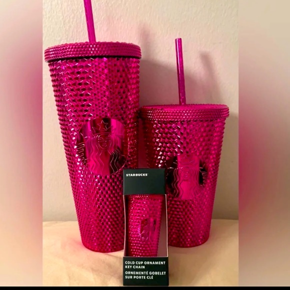 Starbucks Other - Starbucks holiday 2022 Sangria Metallic Bling Studded Cold Cup Tumbler TRIO